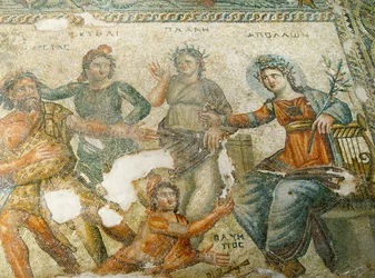 Apollo i Marsjasz, Dom Aiona, Pafos, Cypr (mozaika)