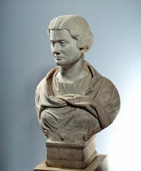 Sztuka starożytnego Rzymu: Popiersie Melityny, towarzyszki matki bogów na piree. Rzeźba około 162. Paryż, Musee Du Louvre