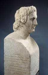 Popiersie Aleksandra Wielkiego, znane jako „Hermes Azara”, dzieło rzymskie według brązowego posągu Lizypa. Około 330 p.n.e. Paryż, Muzeum Luwru