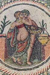 Eros i Psyche. III-IV wiek. Rzymska willa Casale, Sycylia (mozaika)