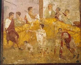 Scena uczty z Pompejów we Włoszech