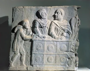 Fragment sarkofagu przedstawiający kantora, z Rzymu, Viale del Re