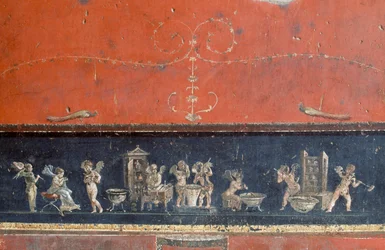 Fryz przedstawiający amorki, Dom Vettii, Pompeje (Lista Światowego Dziedzictwa UNESCO)
