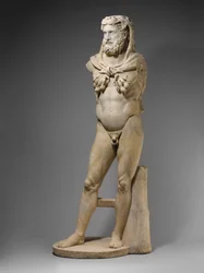 Marmurowy posąg brodatego Herkulesa, 68-98 AD (marmur)