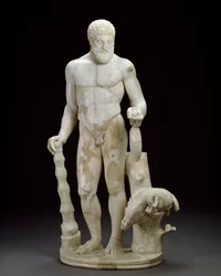 Marmurowa statuetka Herkulesa i dzika erymantyjskiego (marmur)