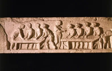 Relief przedstawiający piekarnię, z grobu Eurysaces the Baker, Porta Maggiore, Rzym, 50-20 pne