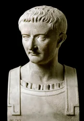 Sztuka rzymska: marmurowe popiersie Tyberiusza (Tiberius Claudius Nero, 42 p.n.e.-37 n.e.), cesarza rzymskiego - z Herkulanum, I wiek n.e. - Neapol, Museo Archeologico Nazionale