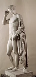 Sztuka rzymska: posąg cesarza rzymskiego Augusta (wcześniej Oktawiana) (63 p.n.e.-14 n.e.). Paryż, Muzeum Luwru