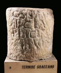 Cywilizacja rzymska, kamień graniczny, który wyznaczał działki wyznaczone przez prawa Gracchiego