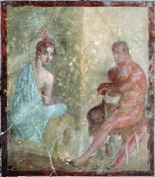 Siedząca para, Pompeje, Włochy (fresk)