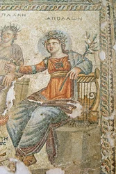 Mozaika Apollo i Marsjasz, fragment Pliniusza i Apolla, Dom Aiona, Pafos, mozaika Cypr