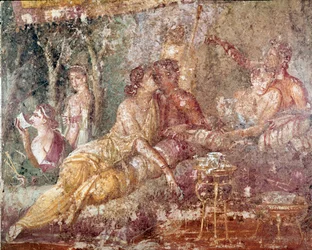 Triclinium, całująca się para (fresk)