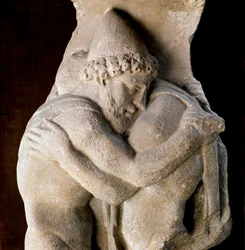 Ulisses i jego ojciec Laerte Król Itaki Fragment marmurowego sarkofagu, II wiek. Rzym, Museo Barracco
