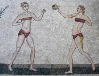 Młode kobiety w bikini, Villa Romana del Casale, Sycylia, 315-350 ne (mozaika)