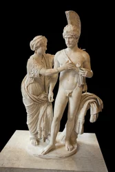 Art Rome Para cesarska w marcu i Wenus (między 120 a 140 rne) marmurowa rzeźba