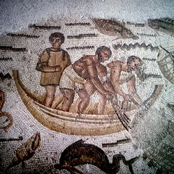 Scena wędkarska w Mosaic w Hippo w Algierii.