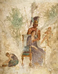 Fresk przedstawiający Marsa i Wenus z Amorem, Pompeje, Kampania, cywilizacja rzymska