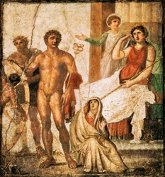 Fresk przedstawiający tortury Issone, z Domu Vettii, Pompeje, Kampania
