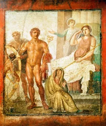 Fresk przedstawiający tortury Issone, z Domu Vettii, Pompeje, Kampania