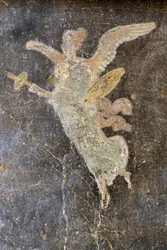 Fresk ze skrzydlatą postacią, prawe skrzydło w Domu Vettii, Pompeje (Lista Światowego Dziedzictwa UNESCO