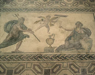 Mural na podłodze z wysokiego kąta, Pafos, Cypr (zdjęcie)