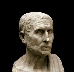 Marmurowe popiersie greckiego filozofa i historyka Posejdoniosa (Posidoniusza) z Apamei, zwanego Atletą (135-51 p.n.e.), Neapol, Museo Archeologico Nazionale, nr 6142