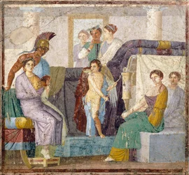 Małżeństwo Wenus i Marsa, malowidło ścienne tablinum z domu Marco Lucrezio Fronto, Pompeje, Kampania, cywilizacja rzymska