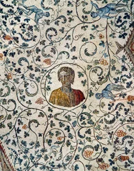 Portret Konstancji, córki cesarza Konstantyna Wielkiego, z puttami zbierającymi winogrona (mozaika)