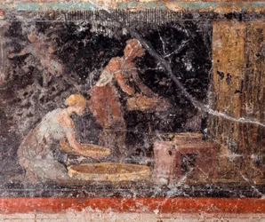 Sztuka rzymska: kobiety wykonujące prace domowe, z fryzu sali C, Villa Farnesina, Rzym, Museo Nazionale Romano