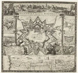 Zwycięstwa Rabenhaupta w Groningen w latach 1672-1673 Victorien van syn dosk. Rabenhaupt, w Groningen i Omlanden, między innymi 1672 i 73 (tytuł na obiekcie)