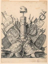 Rysunek, trofeum z broni, 1830-1850