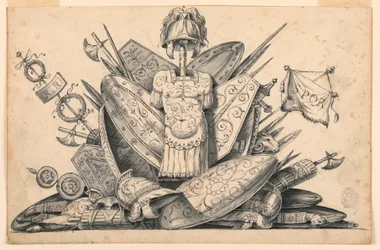 Rysunek, trofeum z broni, 1830-1850