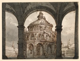 Scenografia, Atrium ze świątynią joannitów do opery „La Straniera” Vincenzo Belliniego