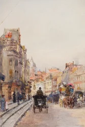 Brompton Road, patrząc na wschód (akwarela)