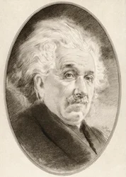 Albert Einstein, z „Żywych biografii wielkich naukowców”.