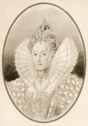 Elżbieta I, aka The Virgin Queen, Gloriana lub Good Queen Bess, z Living Biographies of Famous Rulers.