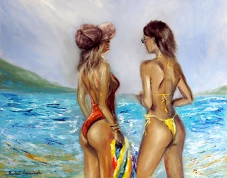 Na plaży, 2022 (olej na płótnie)