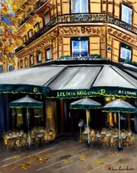 Jesień w Les Deux Magots Paris, 2023 (olej na płótnie)
