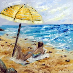 Dzień na plaży, 2022 (olej na płótnie)