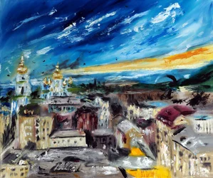 Kijów o świcie, 2022 (olej na płótnie)