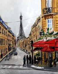 Le Recrutement Paris - ze złotym zdobieniem, 2023 (olej na płótnie)