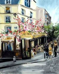 Le Vrai Paris Cafe Montmartre, 2021 (olej na płótnie)