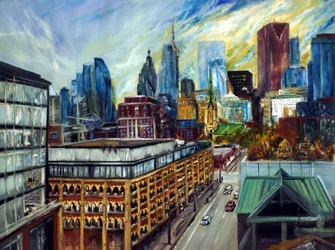 Widok Toronto z dachu, 2021 (olej na płótnie)