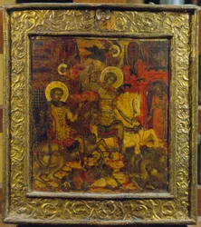 Ikona przedstawiająca św. Jerzego i św. Demetriusza, ok. 1676 (tempera na desce)