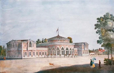 Dworzec kolejowy i restauracja francuska w parku Katarzyny, 1824
