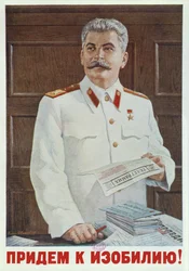 Radziecki plakat ze Stalinem czytającym telegram, 1949
