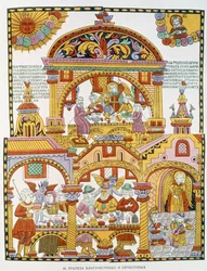 Błogosławieni i przeklęci, ros., k. XVIII w. (odbitka drzeworytowa)