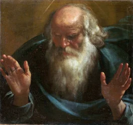 "" Dieu le pere "" (Bóg Ojciec) Peinture de Rutilio Manetti (1571-1639) Debiut 17eme siecle Olej na płótnie Ciemny 60x63 cm Oratorium San Bernardino i Muzeum Diecezjalne, Sienne