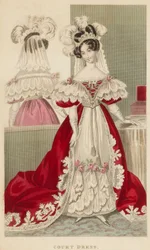 Suknia dworska, ok. 1831 (akwaforta ręcznie kolorowana)
