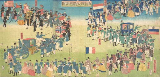 Pochód ludzi z pięciu krajów: Holandii, Rosji, Francji, Anglii i Ameryki, 1861 r.,